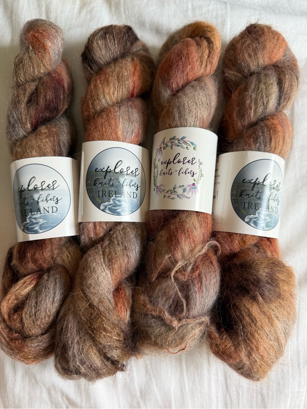 Explorer Knits & Fibers Hand-Dyed baby alpaca Silk blend Yarn - Autumn Blend